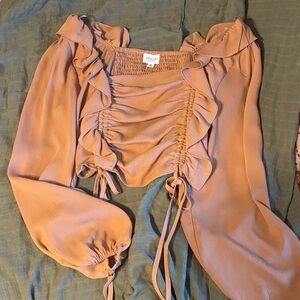 Le Lis Smocked Crop Top in Nude